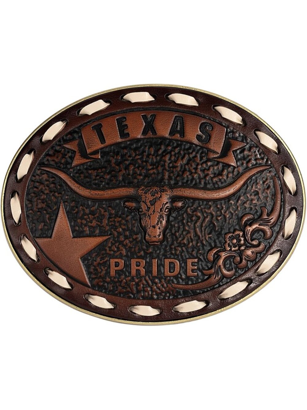Unisex Texas Pride Bull Leather Engraved Genuine Cowboy Belt Buckle